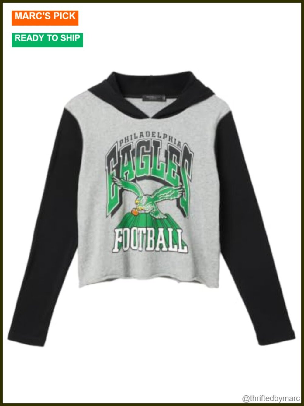 Women's NFL Philadelphia Eagles Crop Hoodie Sweatshirt Cotton Pullover